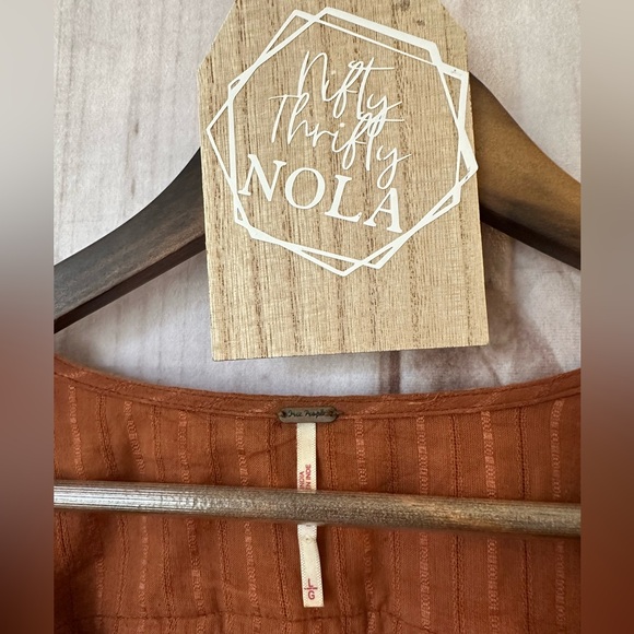 Free People If You Had My Love Rust Long Sleeve Blouse size Large - Picture 3 of 7